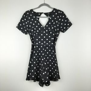 Forever 21 Black and White Polka Dot Romper Size Small